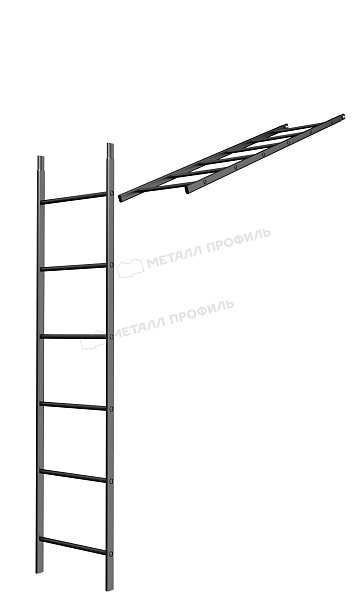 Лестница кровельная стеновая дл. 1860 мм без кронштейнов (9005) ― где заказать в Барнауле? У нас!